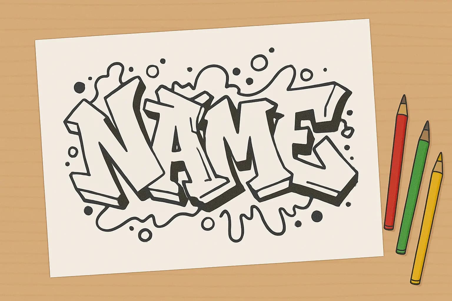 Graffiti Name Coloring Pages for Teens and Street Art Fans